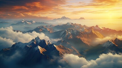 Aerial view of mountain landscape. Drone shooting. - obrazy, fototapety, plakaty