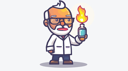 Gas lighter scientist cartoon mascot flat vector isolated
