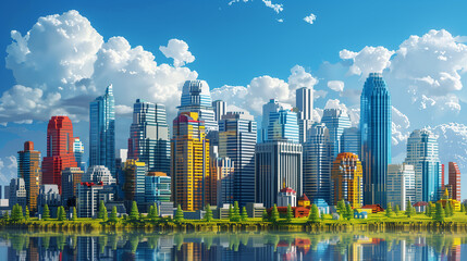 Fototapeta na wymiar Calgary Skyline Lego Cityscape