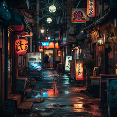 Urban Nights Tokyo Alley with Vintage Vibes