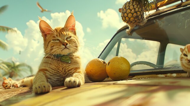 when the air was filled with the aroma of strawberries and dreams became reality cat closed his eyes and imagined himself on the beach with penguins playing volleyball with pineapples.