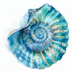 KSWatercolor illustration of seashell blue