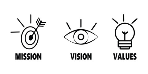 Mission vision values icon. Vector design with white background. Web page template. Modern flat design. © World Stock