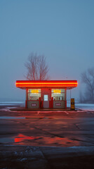 Winter Noir Minimalist Gas Station Editorial