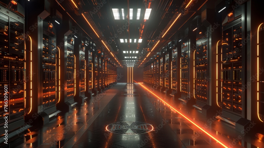 Leinwandbilder This is a 3D rendering of a CPU data center