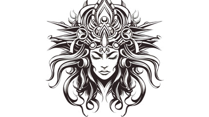 Goddess Traditional Tribal Tattoo Design Vector Vector