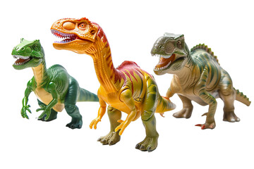 Toy Dinosaurs On Transparent Background.