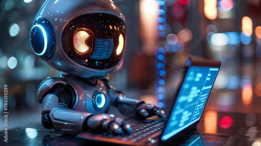 Leinwandbilder The school of computer programming of robots for kids. To teach children about coding on laptops, programming electronic constructors, technical education, engineering, and science studies.