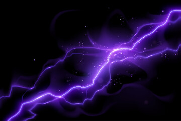 Magic lightning with sparks on black background - 786310236