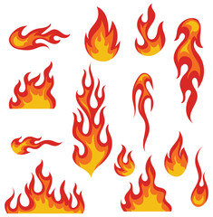 Fire flames new set stock vector design