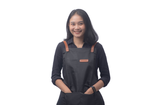 Young Asian Woman Barista Wearing Apron - Powered by Adobe