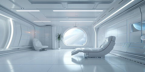 Obraz premium Sci fi futuristic interior