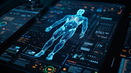 Advanced medical interface showcasing human anatomy visualization - obrazy, fototapety, plakaty