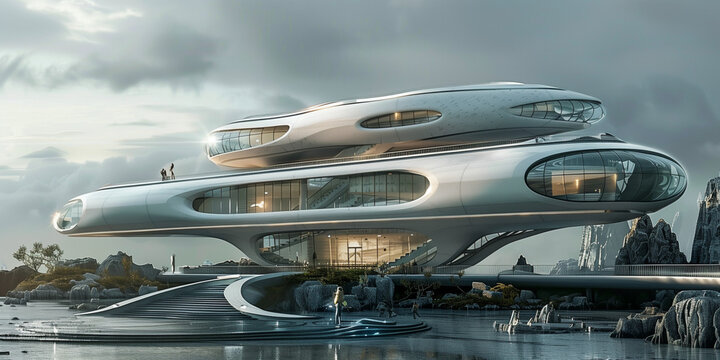 Sci fi future architecture city