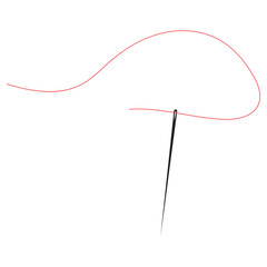 Thread and needle for sewing clothes line art icon for apps and websites.   isolated on a white background. Vector illustration. EPS 10