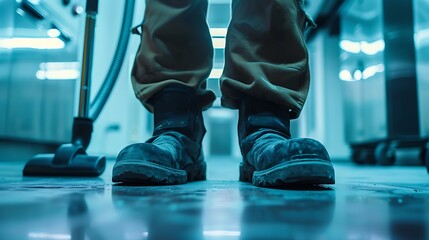 Obraz premium Cleaning the floor with a vacuum cleaner. Close-up.