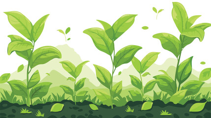 Green tea growing in a natural setting flat vector isolated