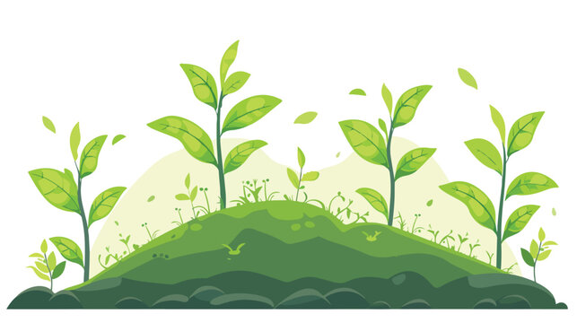 Green tea growing in a natural setting flat vector isolated