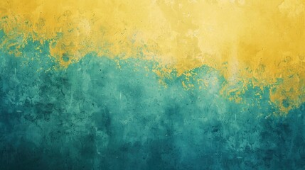 Background with grainy texture in turquoise and yellow gradient - obrazy, fototapety, plakaty