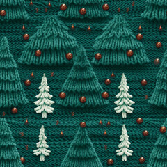 realistic texture, knitted sweater in Christmas tree style. style as photo s сreated with Generative Ai