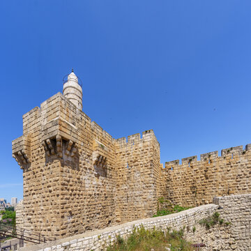 Tower of David fortress, walls of old city of Jerusalem