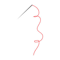 Needle and thread silhouette icon vector illustration. Tailor logo with needle symbol and curvy thread isolated on white background. Tailor sign template, sewing instrument design, fashion icon. eps10