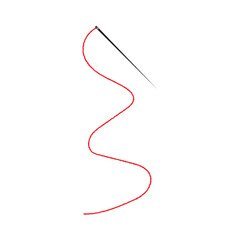 Sewing Needle with a Red Thread in the Form of a Dress. eps10