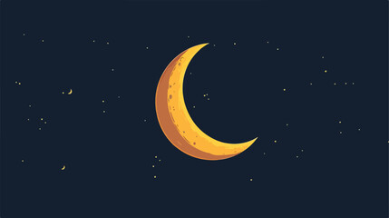 Moon in the night Crescent moon flat vector isolated o