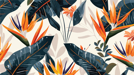 Obrazy  Hand drawn abstract jungle pattern with strelitzia
