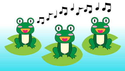 Illustration of a chorus of frogs