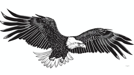Hand drawn illustration Eagle was created in doodling