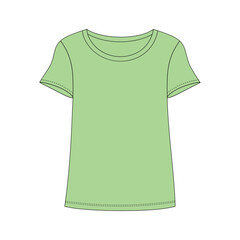Girls & Womens Basic Round Neck Half Sleeve Tops-Flat Skecthes Vector