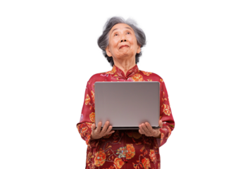 Senior Japanese Woman with Laptop