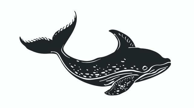 Hand drawn silhouette of mermaids tail. Vector icon