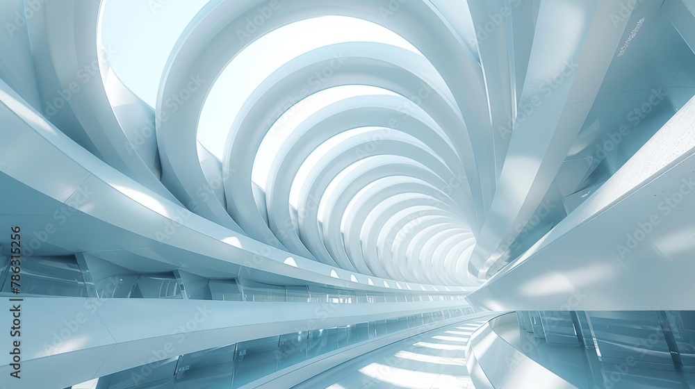 Leinwandbilder 3d modern architecture render. futuristic building construction. geometric structure. white architec
