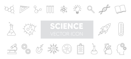 science vector stroke icon set on white isolated