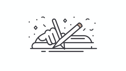 Hand writing outline icon. linear style sign - obrazy, fototapety, plakaty
