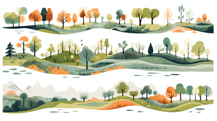 Nature and landscape. Vector cute modern abstract tren