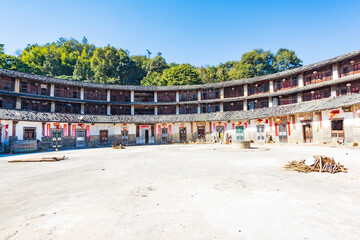 A collapsed earthen building in Raoping Village, Chaozhou, Guangdong, China