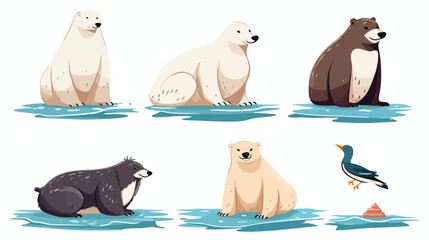 North pole animals in cartoon vector illustration  cu