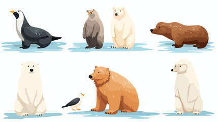 North pole animals in cartoon vector illustration  cu