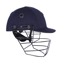 blue cricket batsman helmet isolated