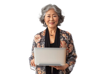 Senior East Asian Woman with Laptop
