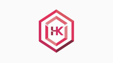 HK initial letters looping linked hexagon monogram logo - obrazy, fototapety, plakaty