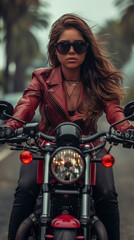 Fototapeta na wymiar Harley Davidson Iron 883 Female Driver