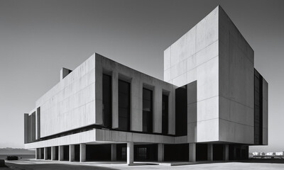Naklejka premium brutalism architeture design black and white