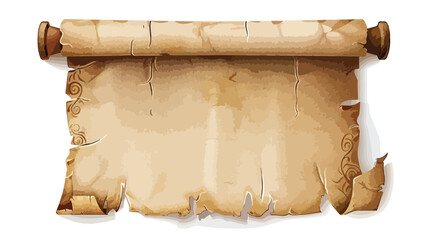 Old magic parchment paper scroll game ui icon. Ancient