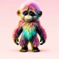 Fototapeta premium 3D furry forest animal with beautiful colors and white background. with Generative AI technology 