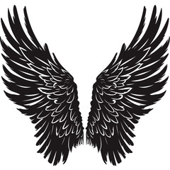 vector silhouette of angel wings on white background background .Generative AI