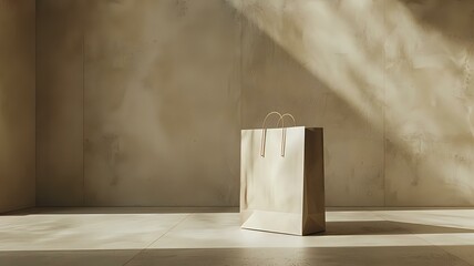 Clean and Chic Beige Shopping Bag with Crisp Texture
